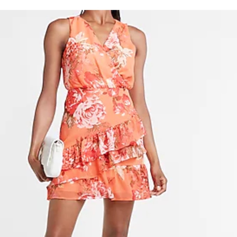 NWT EXPRESS Coral Floral Dress , size L